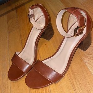 Faux leather strapy heel